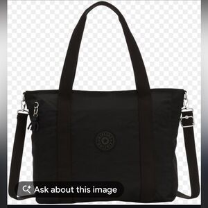 Black Kipling Asseni Women's XL Tote Bag. 10.5” Handles. Adjustable Strap.